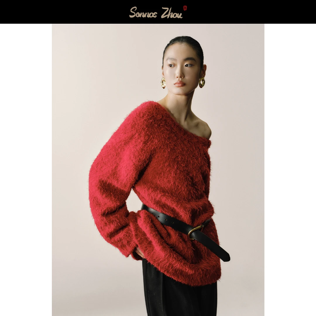 sennos zhou云卷云舒圈圈毛后V卫衣 C49058