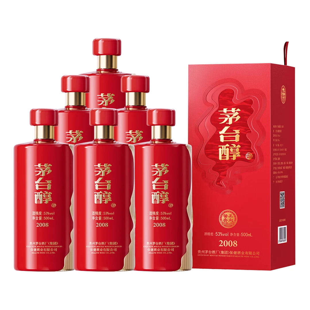 MOUTAI/茅台茅台醇2008整箱6瓶柔和酱香型白酒53度500ml*6