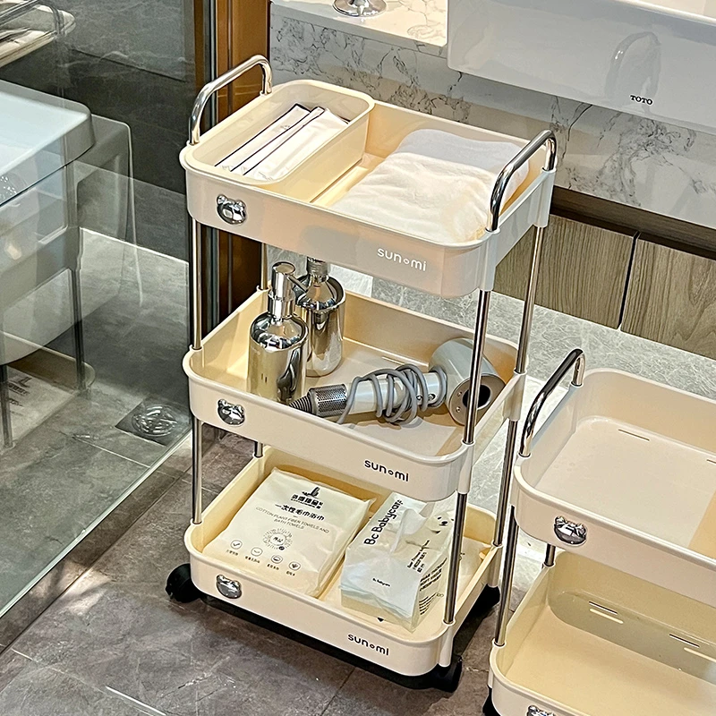 浴室落地置物架移动零食小推车卫生间收纳盒多层收纳化妆品储物架