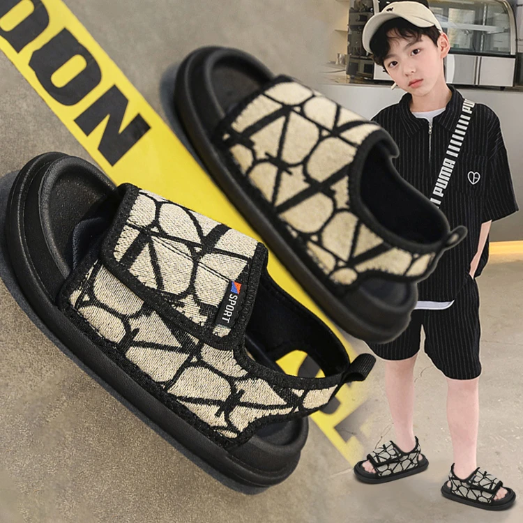 ABC 男童凉鞋2024夏季新款儿童运动百搭沙滩鞋男孩中大童凉拖潮酷