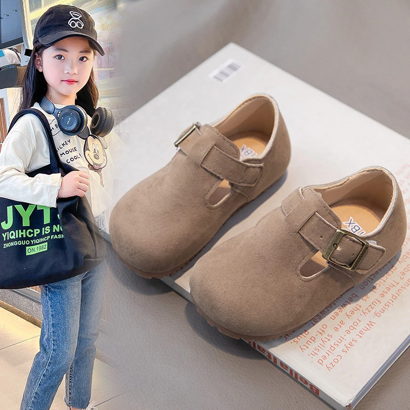 ABC儿童勃肯鞋春秋中小童英伦风磨砂皮中大童单鞋女童软底豆豆鞋1