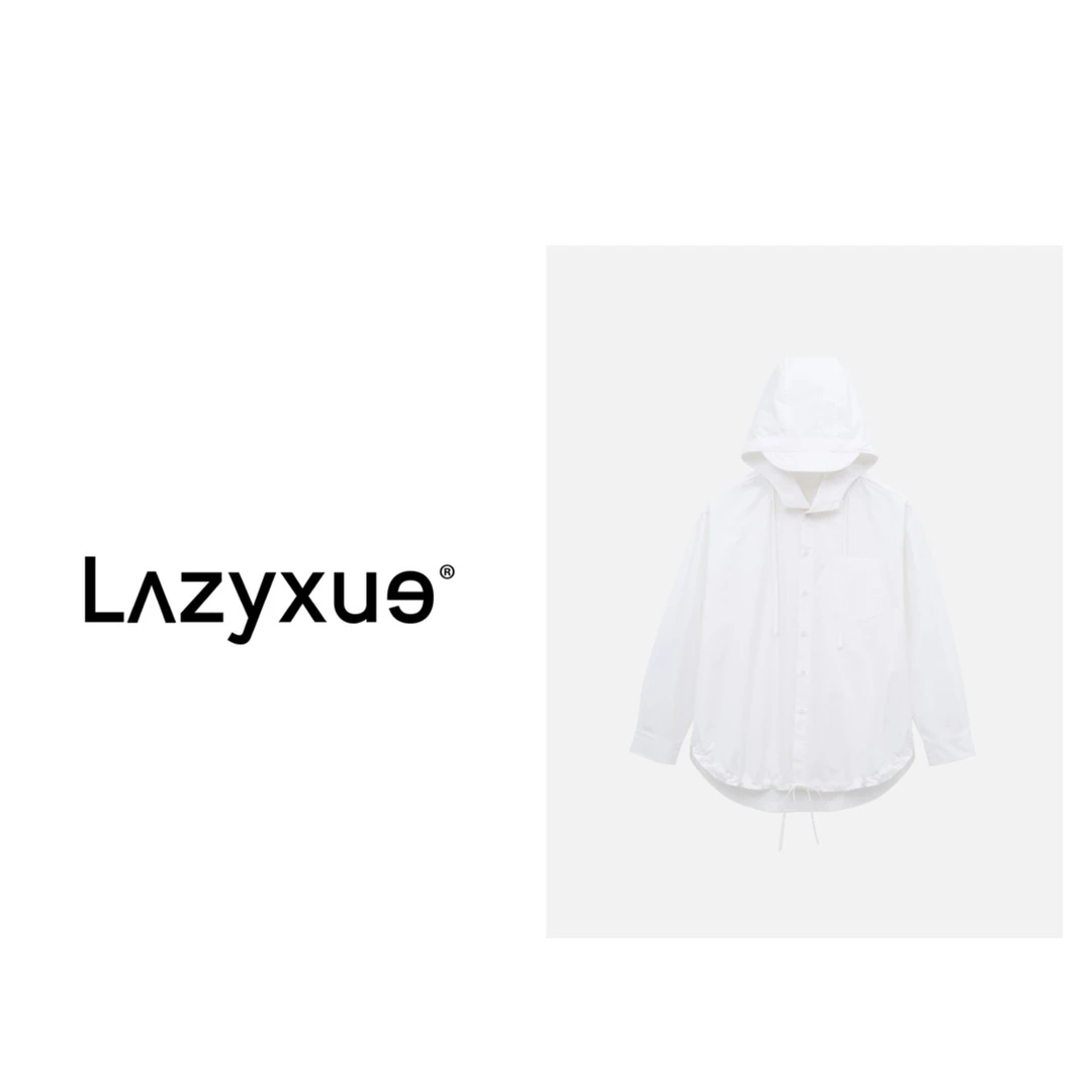 LAZYXUE（马*拉）2023新款时尚白色系绳休闲连帽衬衫 23KS WT07