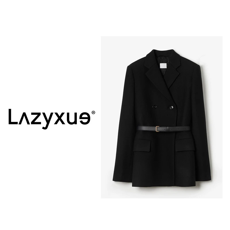 LAZYXUE设计师毛呢束腰西装廓形气质时尚休闲女士西服 WT23010