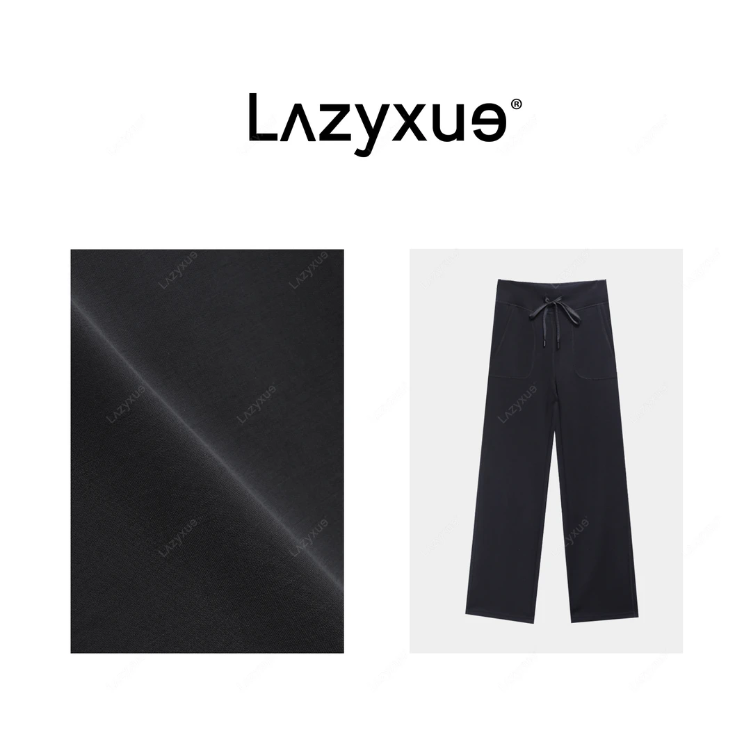 LAZYXUE【交朋友】慵懒亲肤高腰时尚休闲卫裤黑色直筒裤  CK331