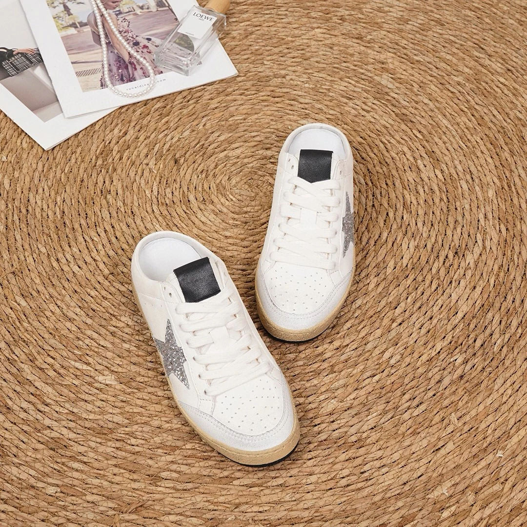 LAZYXUE舒适复古平底亮片星星半拖小脏鞋  XZ02