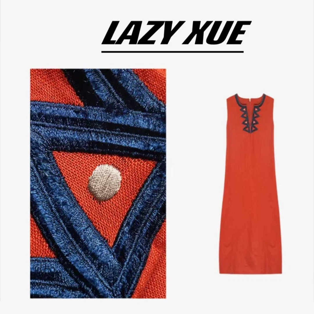 LAZYXUE夏季新款两色重工刺绣长裙    Y0381