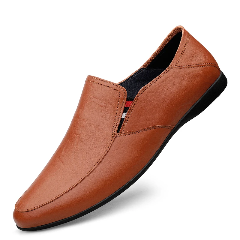 皮鞋男2025新款软底透气百搭男士皮鞋时尚休闲鞋一脚蹬懒人驾车鞋