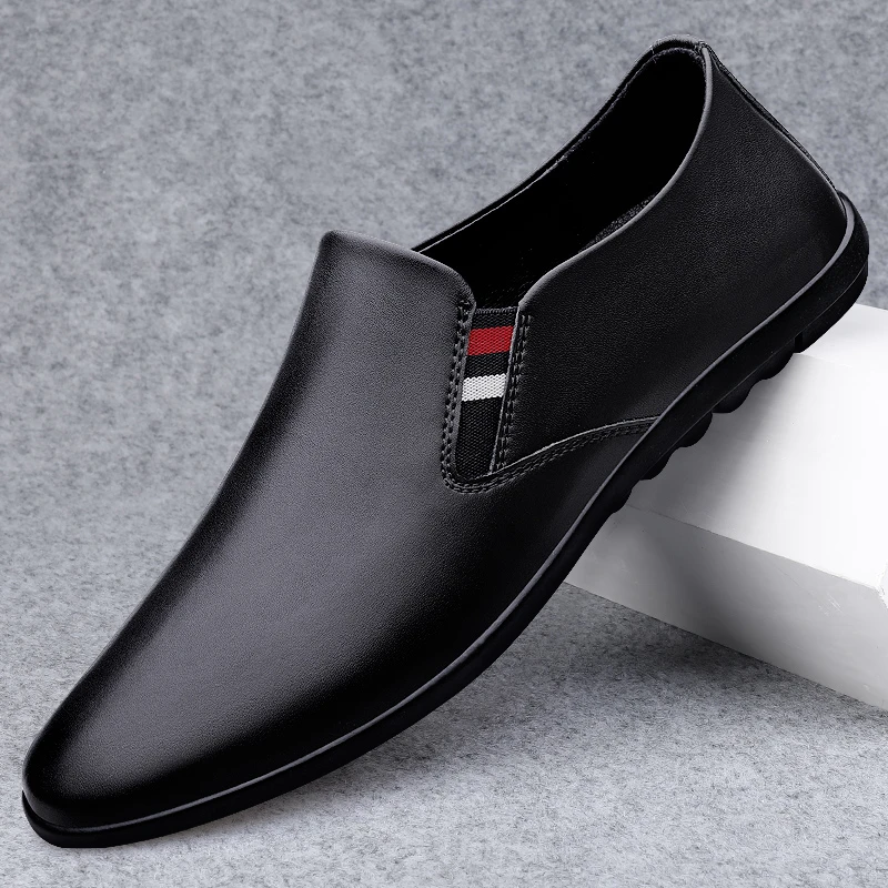 皮鞋男2025新款时尚百搭休闲鞋韩版青年豆豆鞋大码一脚蹬驾车鞋潮