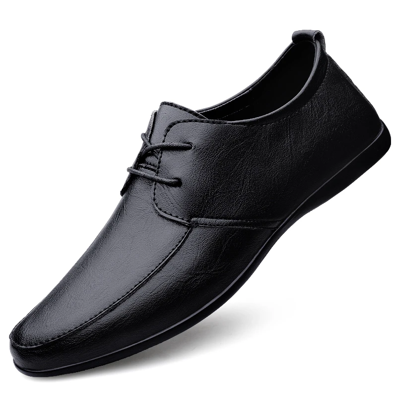 男士软皮软底休闲皮鞋2025新款系带商务皮鞋男透气百搭正装上班鞋