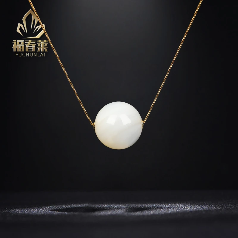 天然18K金镶老鱼骨吊坠(赠链)轻奢气质精美锁骨链418C11