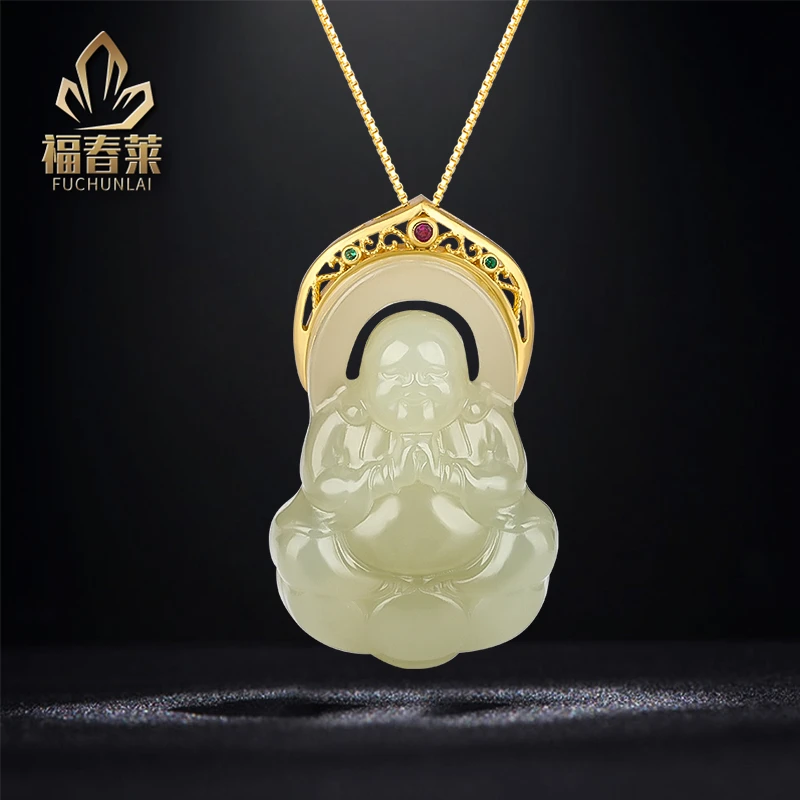 天然和田玉佛公吊坠(赠链)轻奢气质精美锁骨链85C19