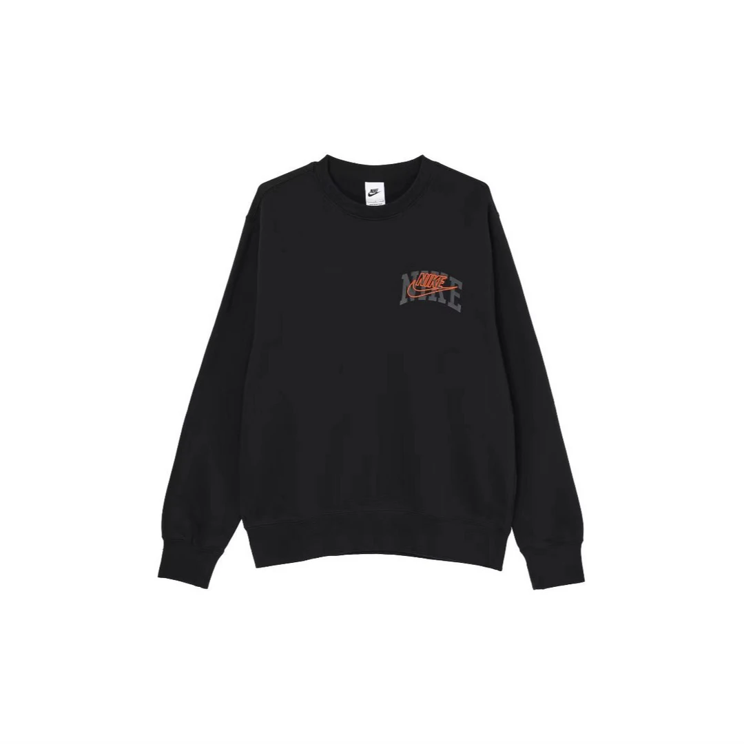 耐克男子运动休闲加绒卫衣黑色圆领针织套头衫 FV4446010