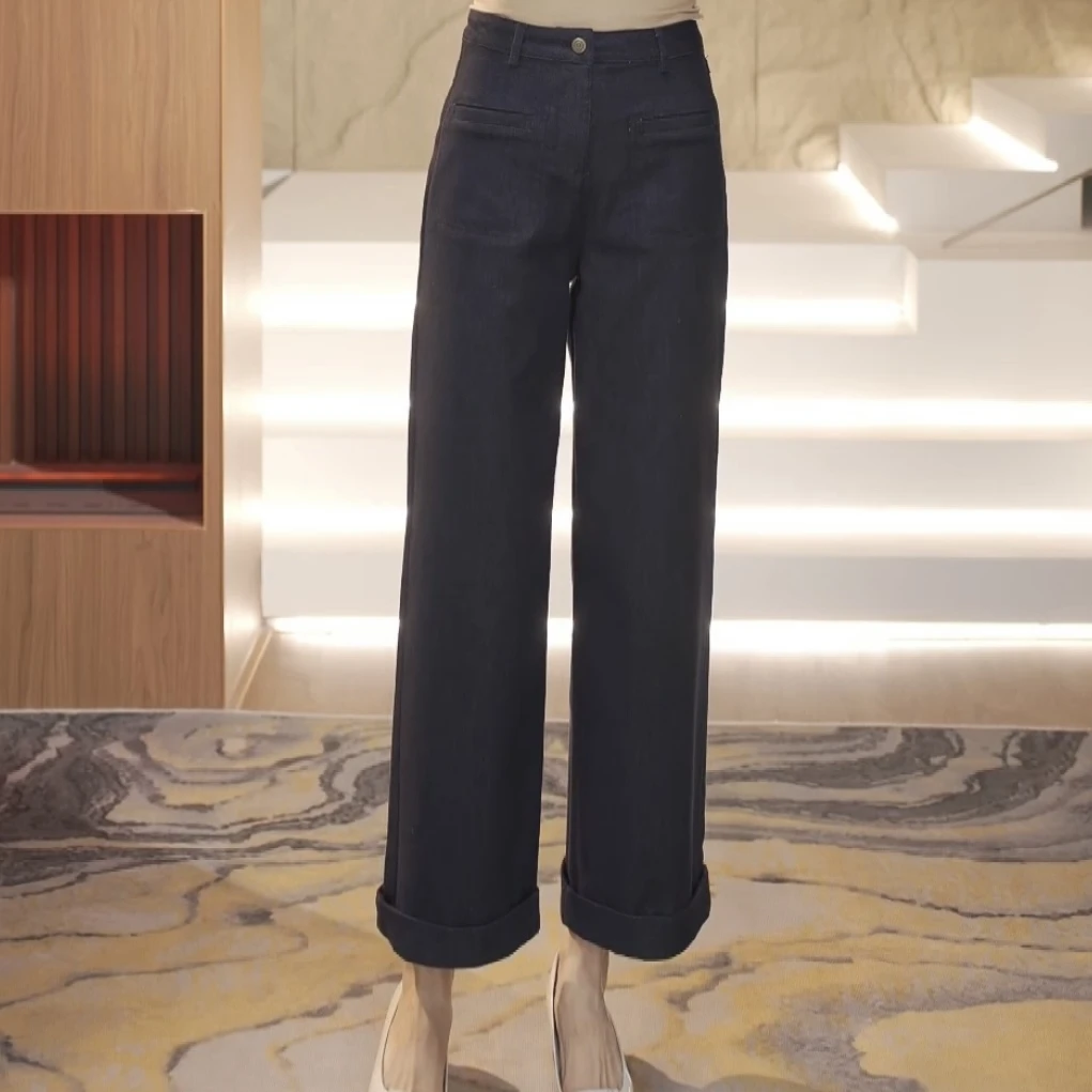 【渲渲推荐】SJ-19799早秋显瘦时尚百搭卷边休闲牛仔裤