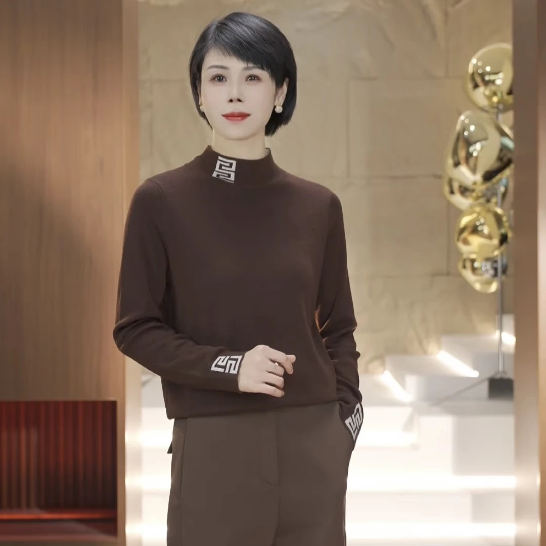 【渲渲推荐】YZH-2946半高领方正型图腾纹【针织衫】秋冬百搭毛衣