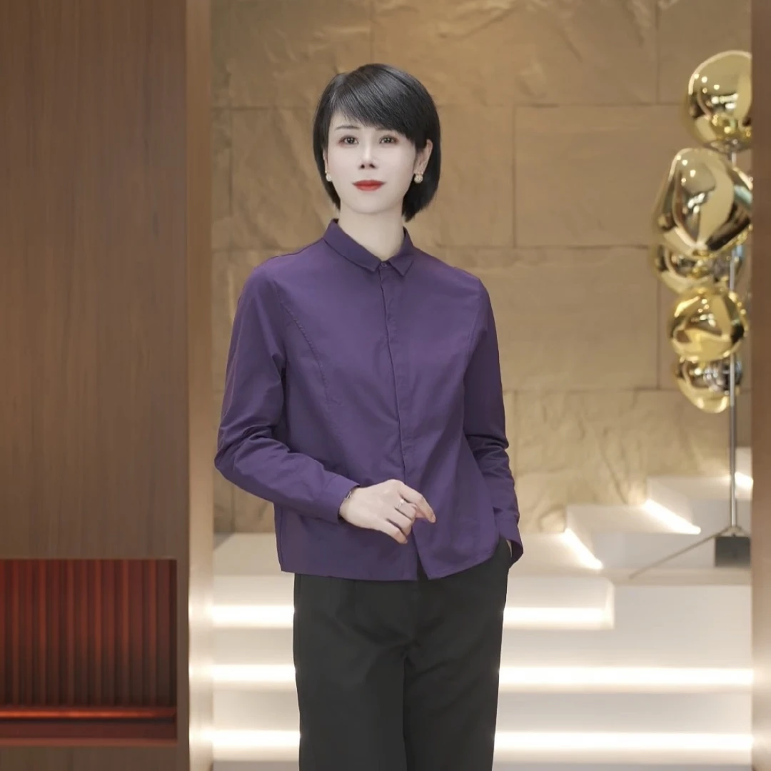 【渲渲推荐】H-F185早秋修身时尚中式小领口长袖休闲衬衣