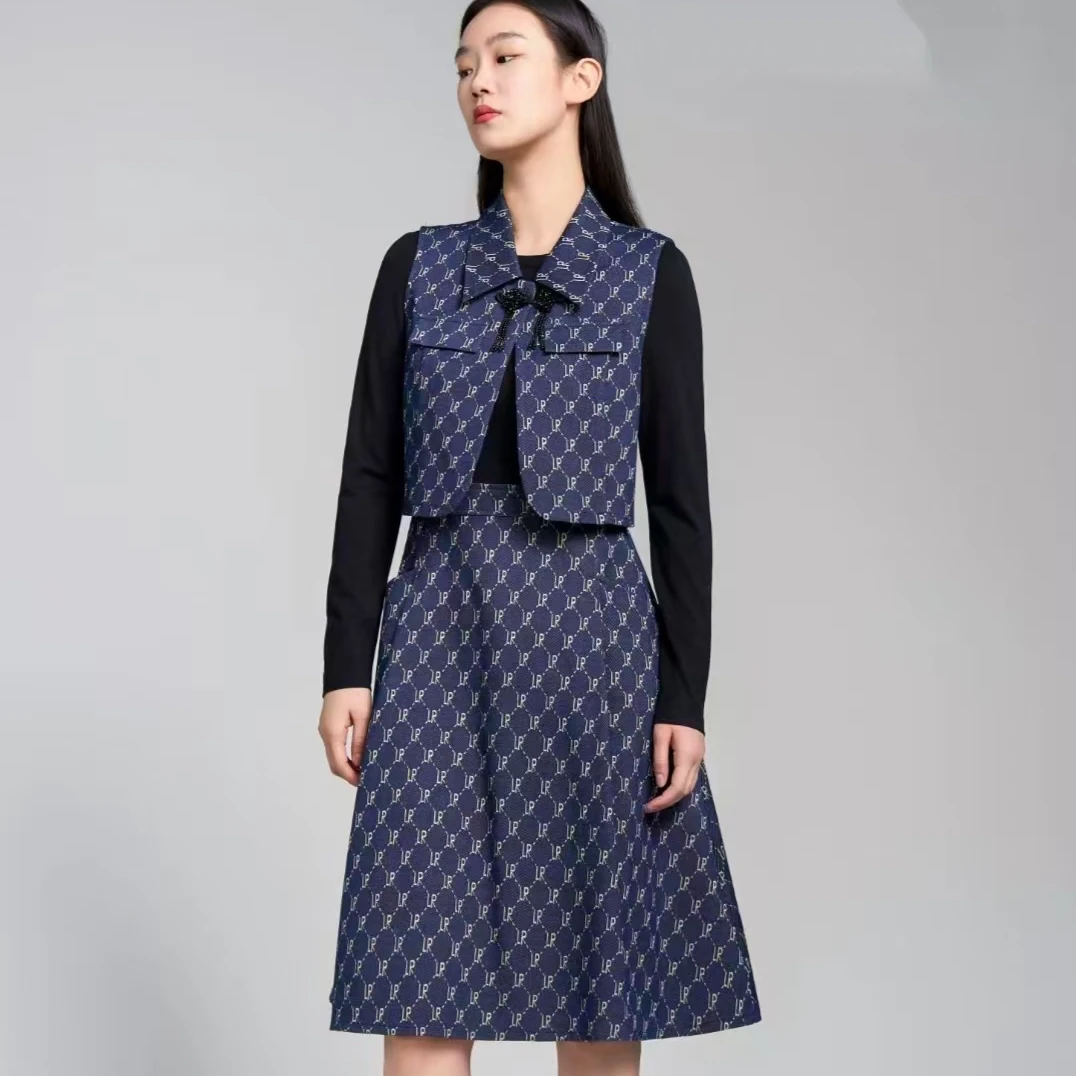 法式轻熟风气质两件套连衣裙女春秋新款流行减龄套装裙子T316