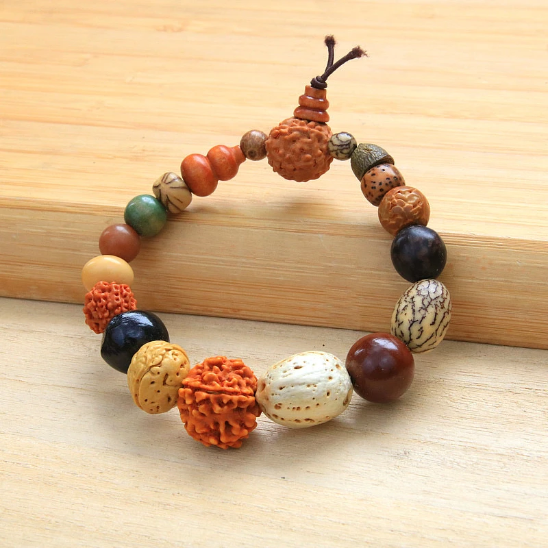 非金属木质手链 多宝手串十八子单圈手链百搭弹力复古民族风