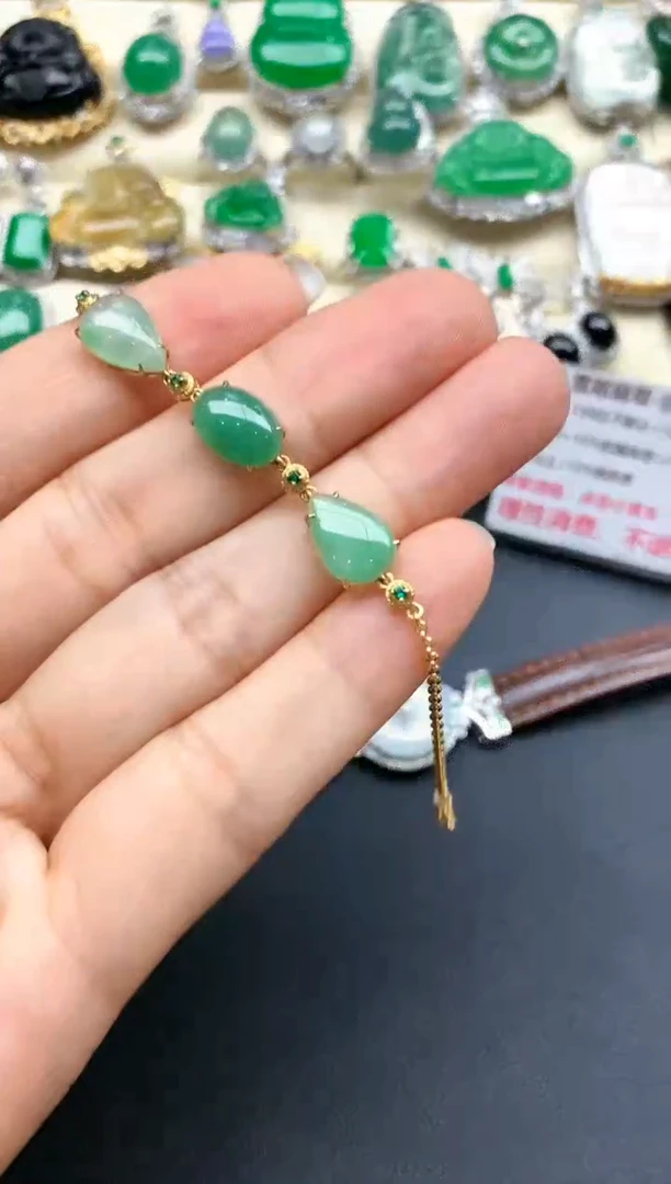 【闪购商品】翡翠手链18K金镶嵌264--中国好珍宝