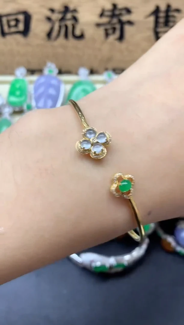 【闪购商品】翡翠手镯18K金镶嵌313-中国好珍宝