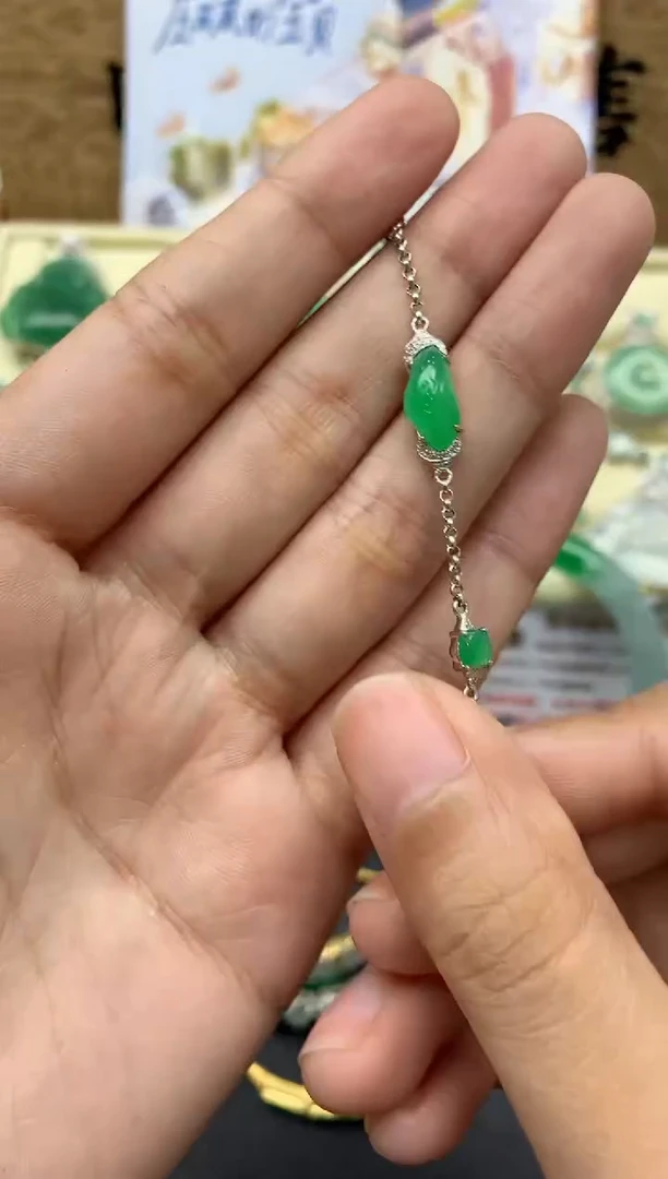 【闪购商品】翡翠手链18K金镶嵌456-中国好珍宝
