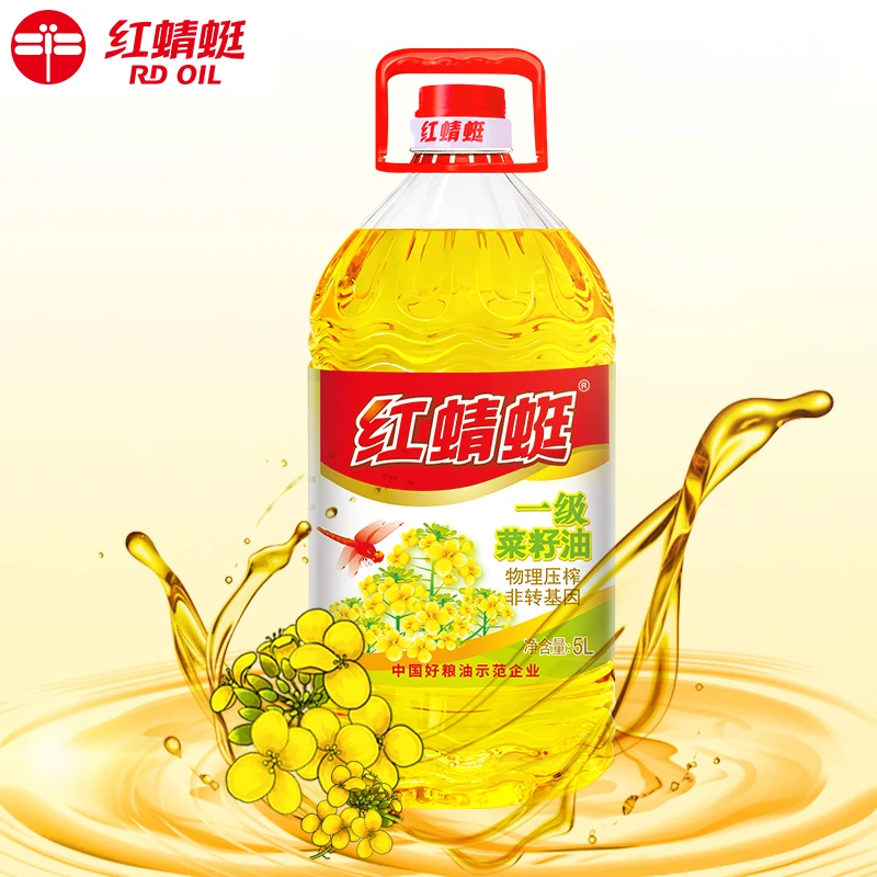红蜻蜓一级菜籽油5L桶装非转基因物理压榨纯正菜油健康烹饪食用油