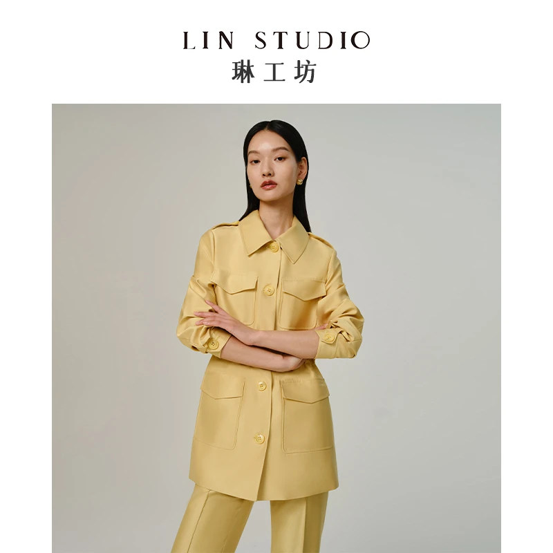 【外套】琳工坊春意黄色外套气质时尚通勤休闲干练新款唐琳设计师