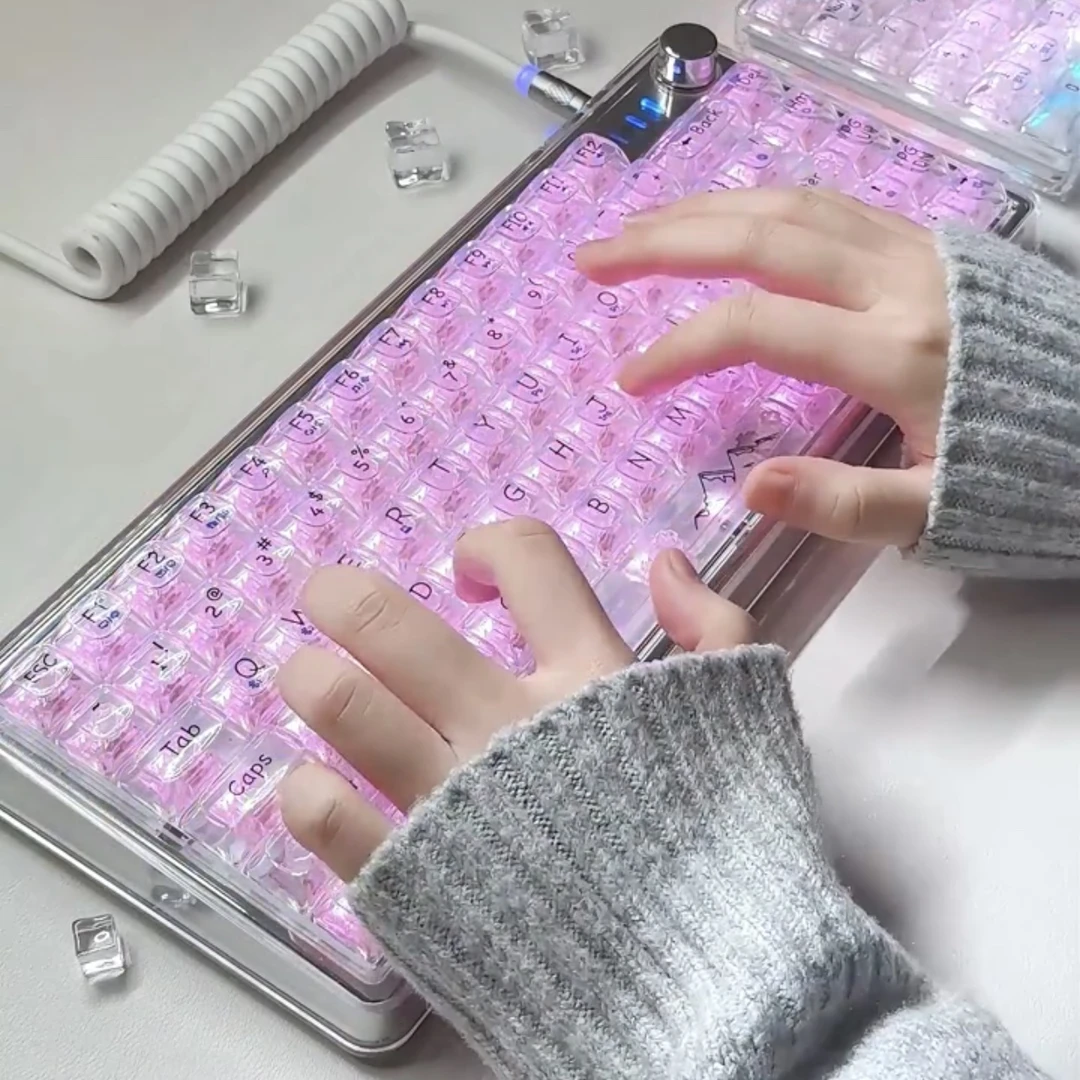 攻击鲨 K75透明机械键盘客制化有线RGB热插拔游戏电竞键盘