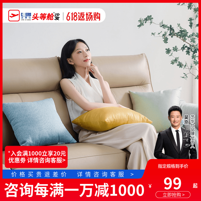 【直播间专属福利】芝华仕头等舱简约品质精美抱枕沙发靠背垫纯色