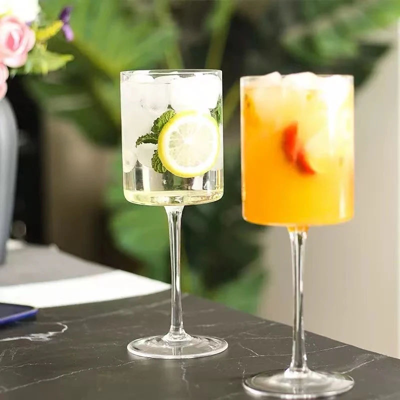 【2支装】人工吹制直筒红酒杯香槟杯ins新款大容量气泡杯