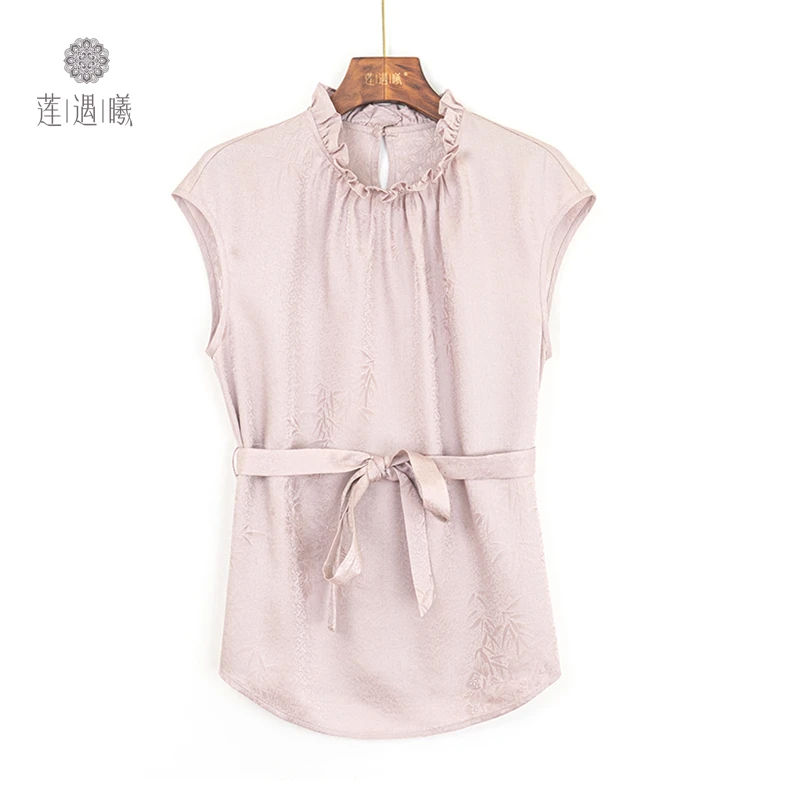 莲遇曦原创 二经绞罗浅紫色 套头衫  桑蚕丝女装24C12-487