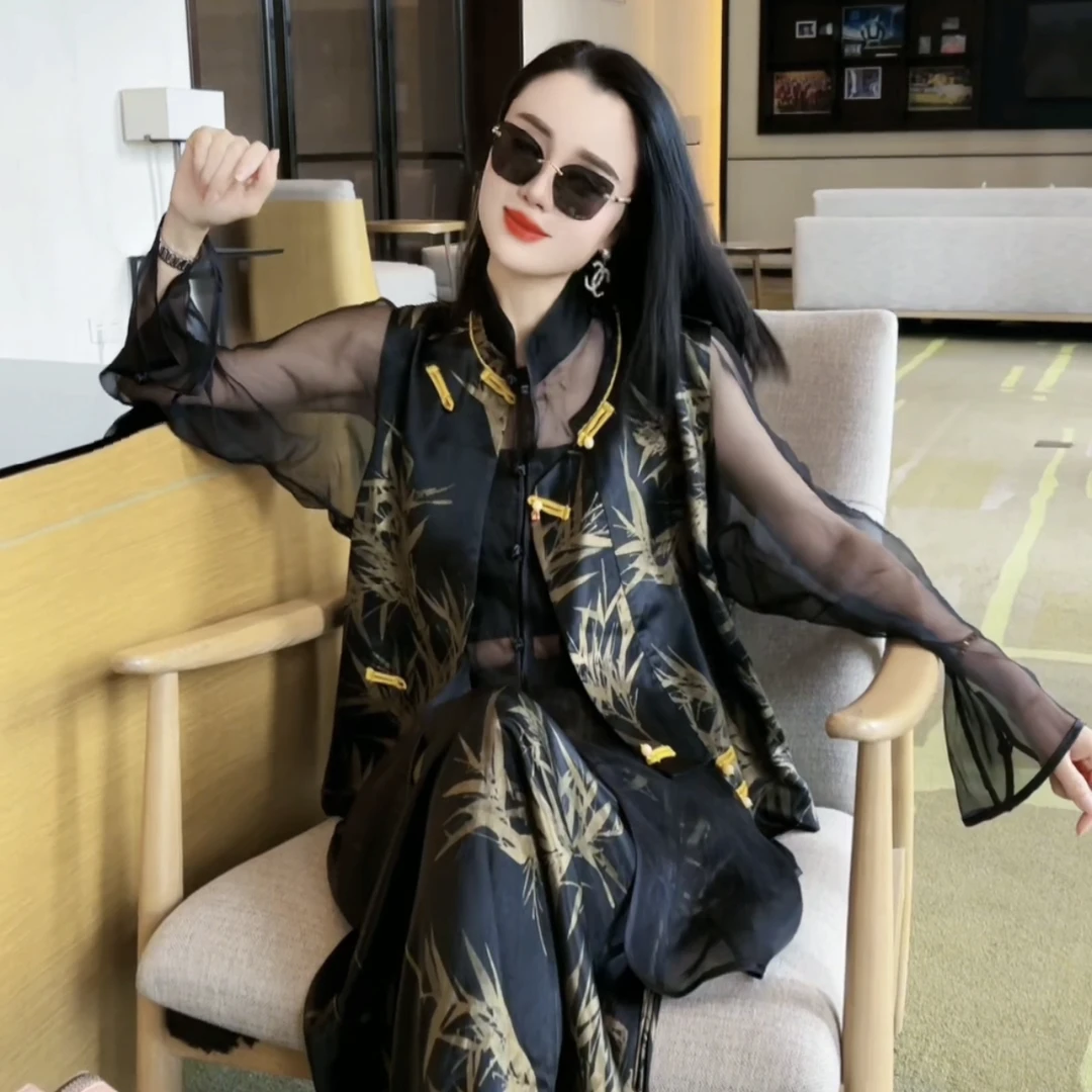 【龄馨高定】2025设计师高定国风醋酸气质三件