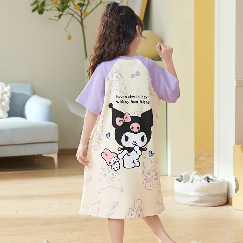 夏季儿童睡衣女童薄款宽松中大童公主女孩短袖卡通纯棉亲子家居服