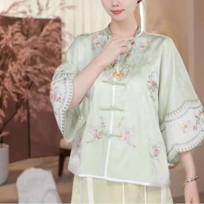 【绿湖诗梦】新中式国风夏季百搭刺绣外套2024B4588——秋秋