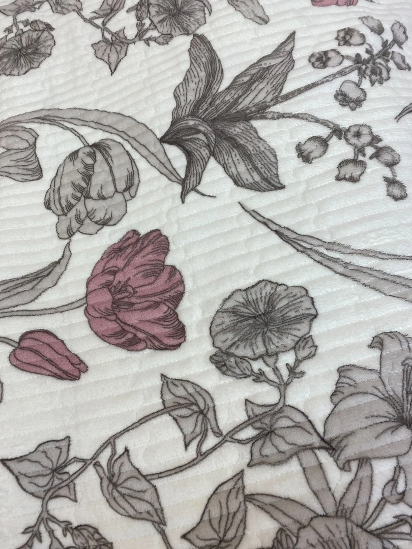 粉色百合花四季通用宿舍床盖垫加厚床上炕盖双面双人床垫绗缝