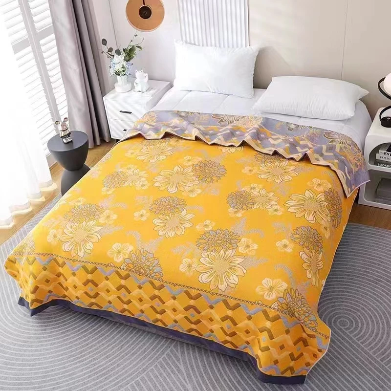 【黄色向日葵床盖】200*230纱布亲肤透气可铺可盖多功能床盖