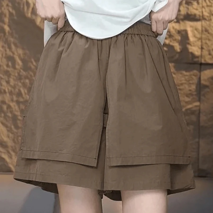 大码夏季高腰短裤女夏新款大码松紧宽松胖mm腰阔裤裙休闲显瘦裙裤
