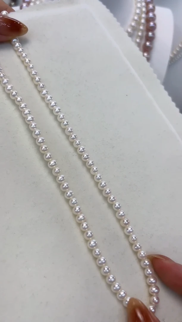 【闪购商品】淡水珍珠颈饰银S925镶嵌5MM左右白珠项链