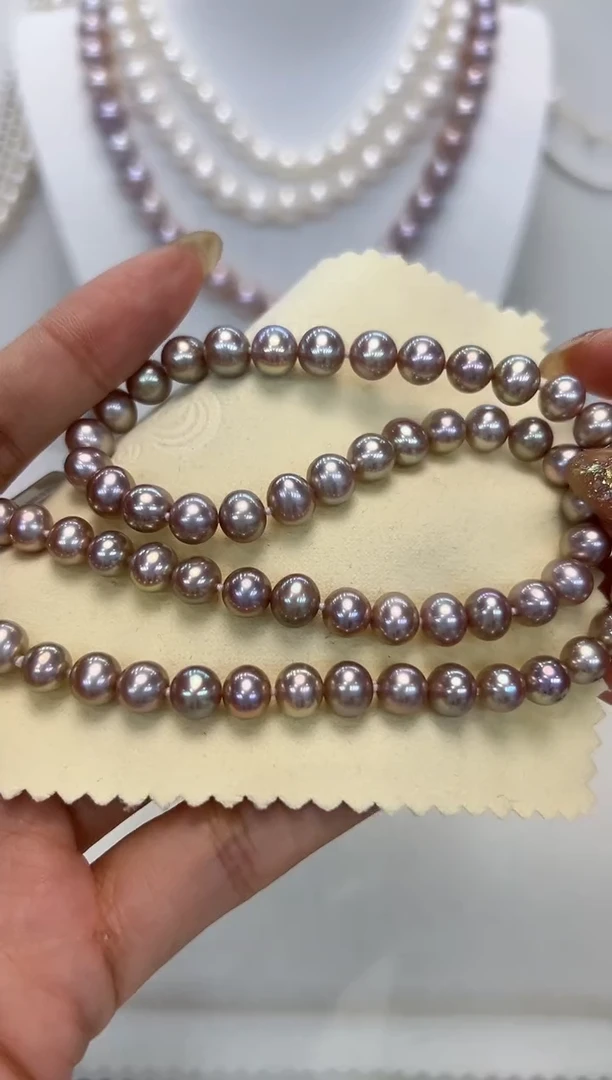 【闪购商品】淡水珍珠颈饰银S925镶嵌6.5-7.5MM彩珠项链