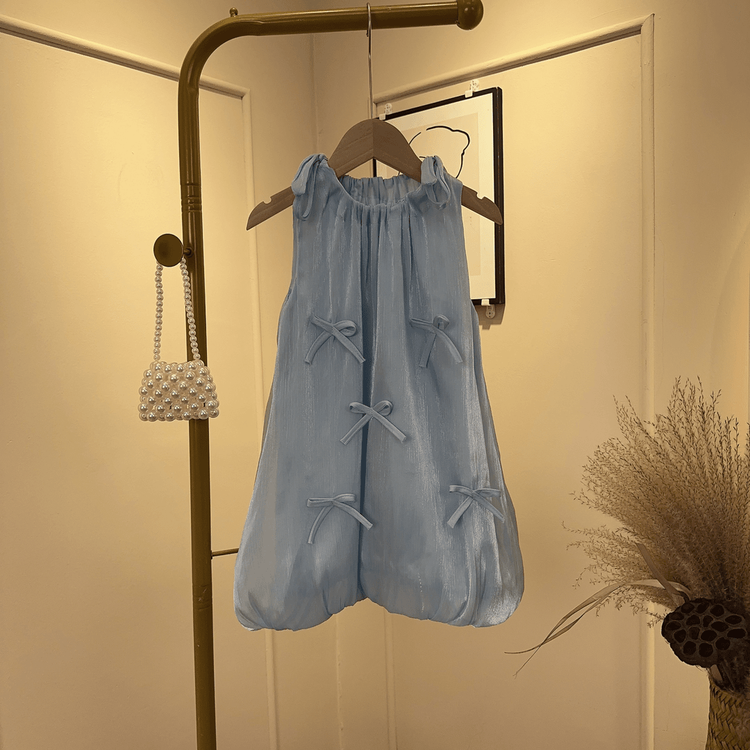 【梦幻蓝】女童蝴蝶结背心裙2024夏季新款宝宝花苞裙韩版洋气公主裙