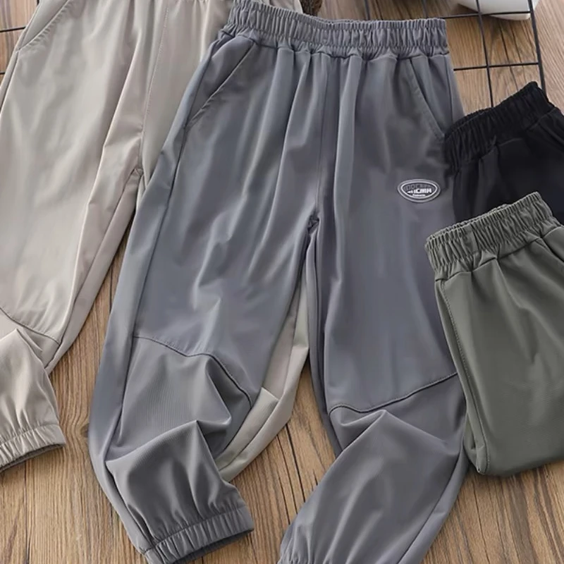 男童夏季薄款速干裤儿童2024新款宽松运动裤中大童休闲时尚防蚊裤