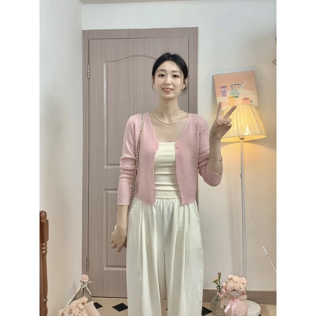 韩系时尚休闲百搭披肩上衣女2024夏季新款竹节麻防晒薄款开衫外套