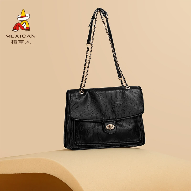 稻草人2024黑标新款单肩斜跨包时尚简约百搭经典潮流通勤