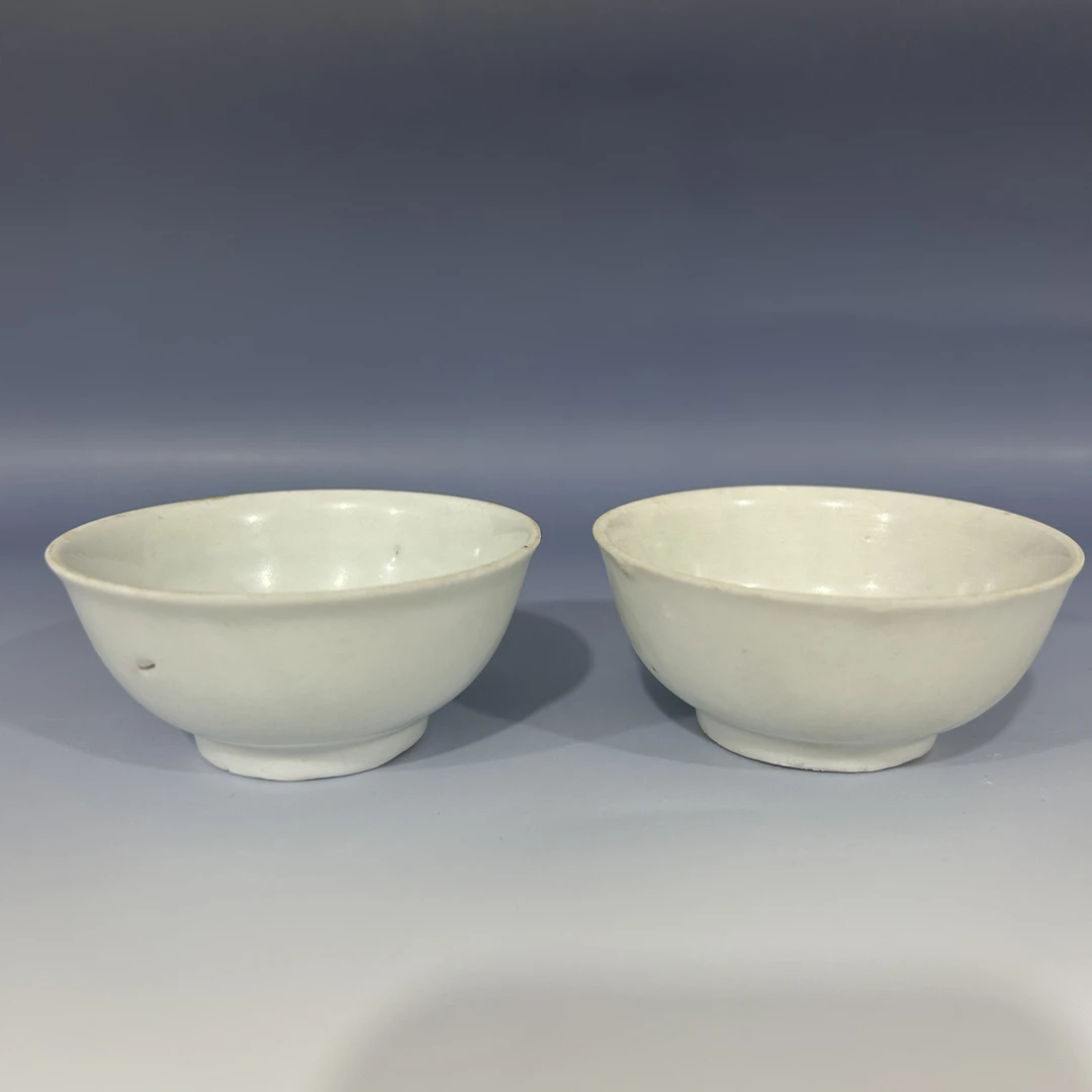 129/128明代晚期一对白釉杯/不包邮