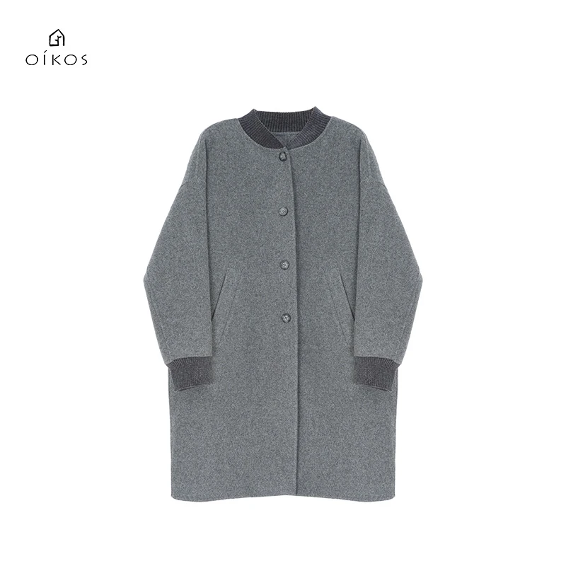 OIKOS大衣女士休闲毛呢灰色秋冬5H41Y6131