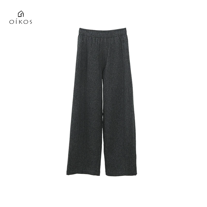 OIKOS裤子舒适时尚百搭宽松阔腿秋季5H40F9001