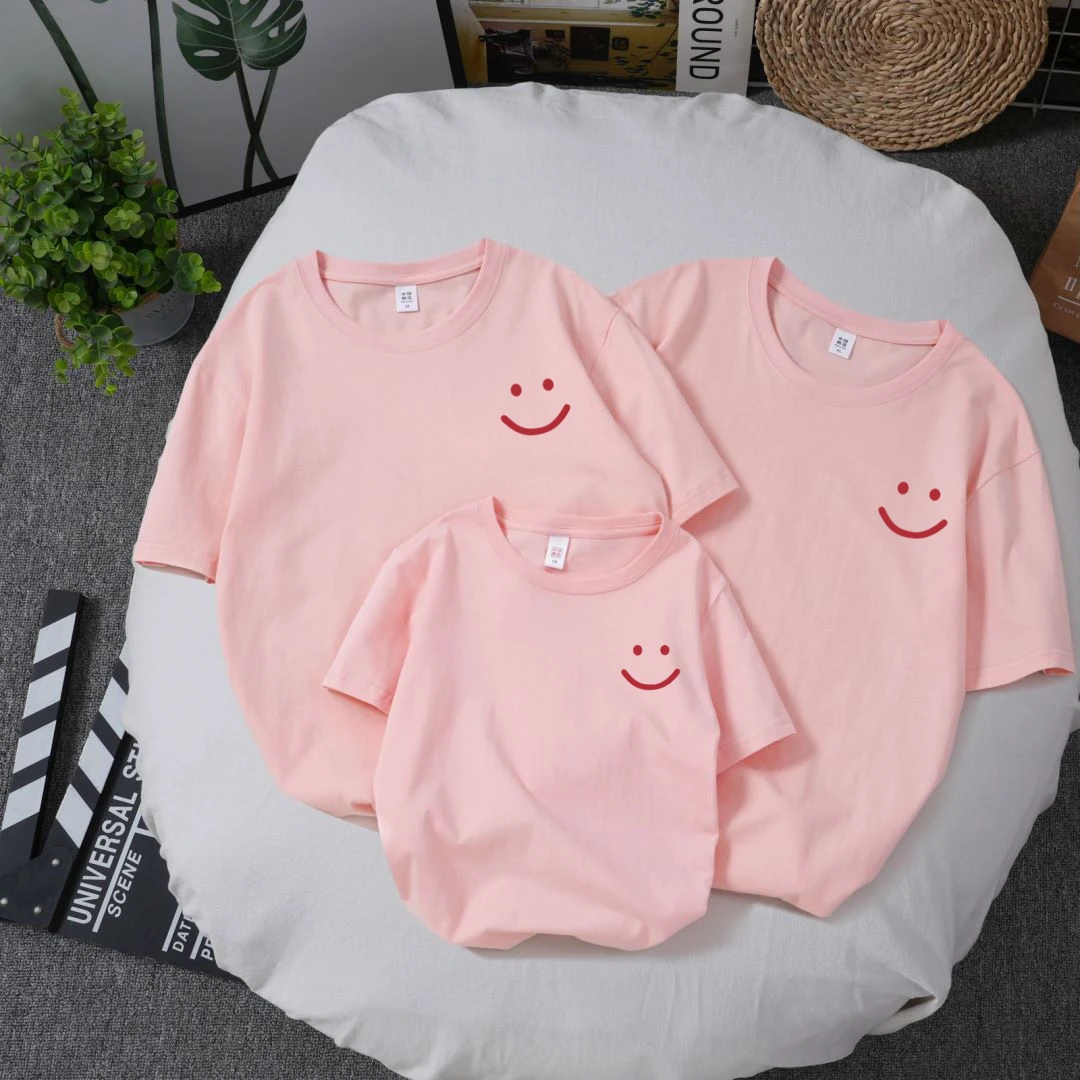 亲子装纯棉短袖t恤夏装男女童装夏季情侣一家三口圆领宽松母女装