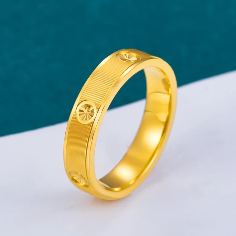 足金999车花米字戒5G黄金戒指拉丝卡家戒指精美气质情侣结婚