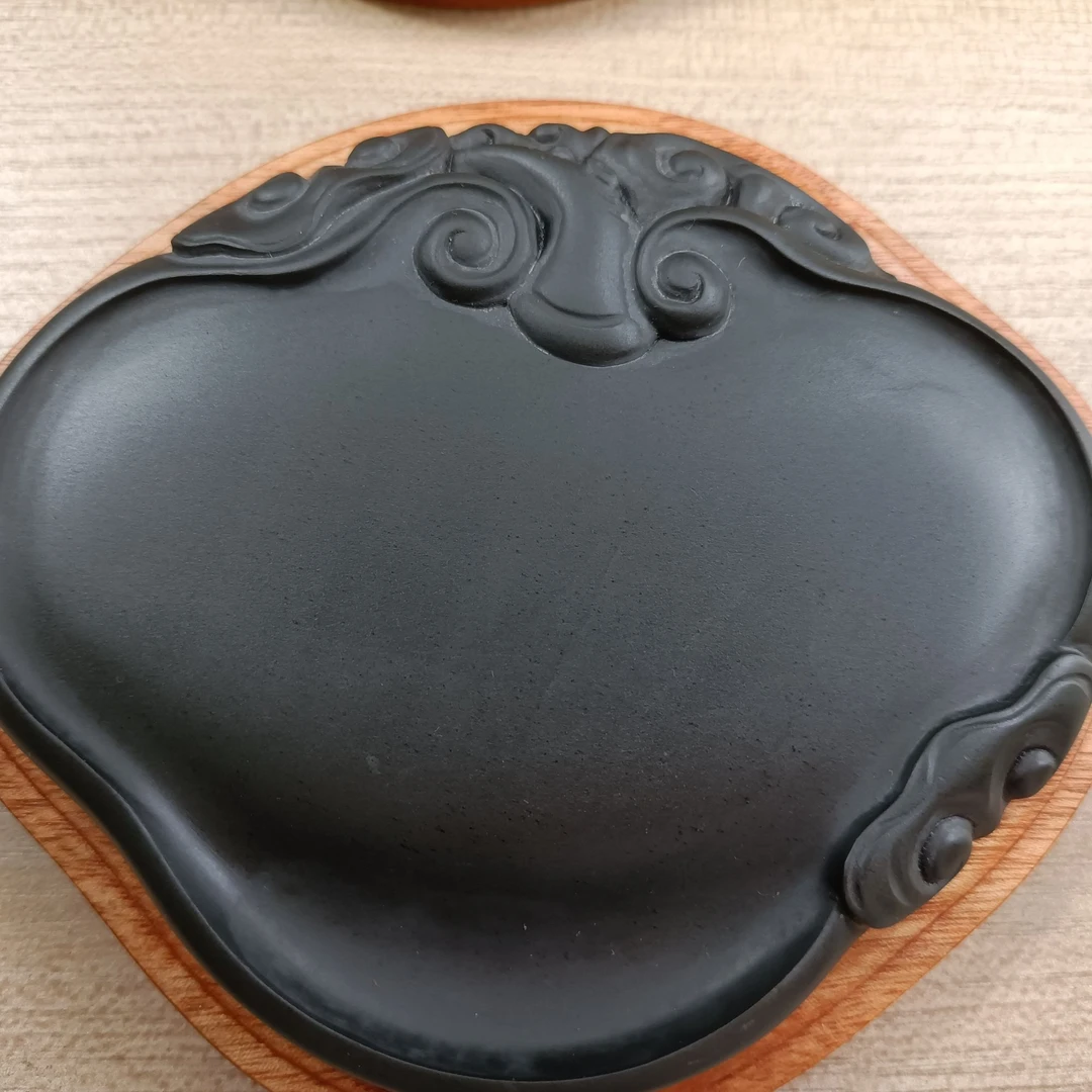 自产自销歙砚台 老坑细刷丝罗纹石料砚台 灵芝砚台送老徽墨宣纸