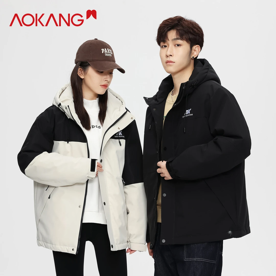 【正品奥康】奥康冬季情侣款保暖羽绒服连帽外套AK192203【ZB】A14