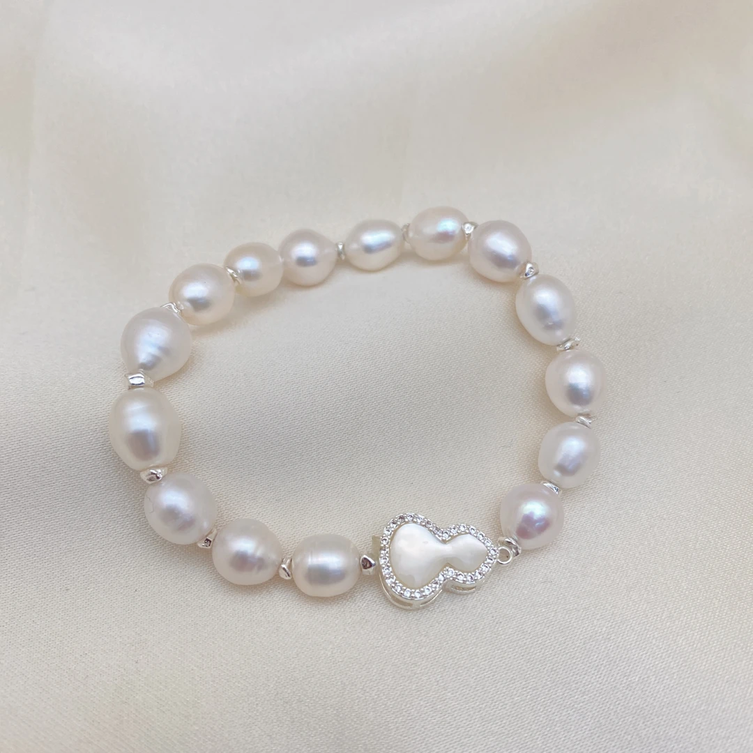 LH143【荧光葫芦珍珠手链】气质白色轻奢时尚百搭小众简约金手链